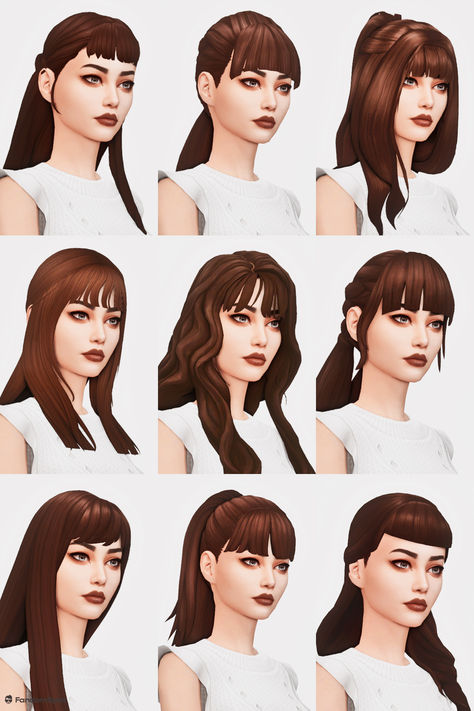 Sims 4 Cc Hair Ponytail, Sims 4 Bangs Hair, Sims 4 Cc Hair Bangs, Sims 4 Ponytail Cc, Sims 4 Cc Ponytail, Ts4mm Cc, Sims 4 Cc Hair, How To Cut Bangs, Sims 4 Mm