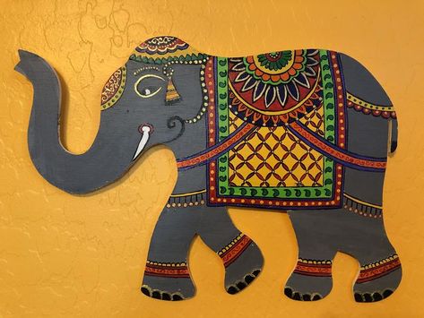 Ambari elephant Wall Art Wall Decor Indian wedding | Etsy Diwali Elephant, Mandala Reference, Dasara Rangoli, Indian Elephant Art, Indian Diy, Decor Indian Wedding, Cardboard Wall, Wall Decor Indian, Elephant Wall Hanging