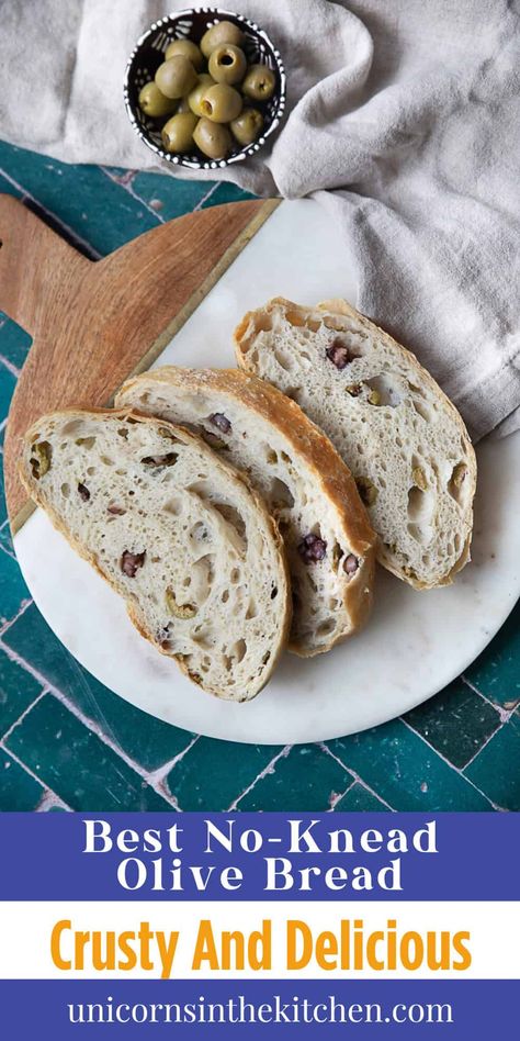 No Knead Olive Bread, Bread With Olives, Olive Bread Recipe, Olive Loaf, Make Homemade Bread, No Carb Bread, Healthy Finger Foods, Sausage Pasta Recipes, Olive Bread