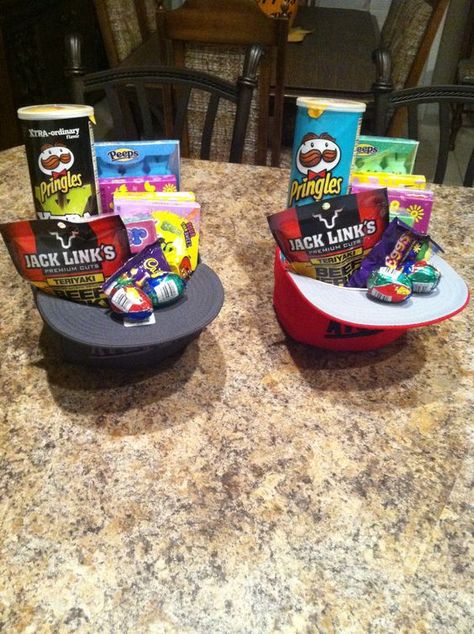 15 of the Most Creative Easter Baskets on the Planet | How Does She Boyfriend Easter Basket, Teenager Easter Basket, Teen Boy Easter Basket, Diy Osterschmuck, Creative Easter Baskets, Teen Boyfriend, Boys Easter Basket, Easter Hat