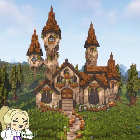 (2) Medieval fantasy. manor. : Minecraftbuilds Things To Build In Minecraft Medieval, Fantasy Builds In Minecraft, Manor Minecraft House, Medieval Manor Minecraft, Big Medieval House Minecraft, Aesthetic Castle Minecraft, Minecraft Building Ideas Fantasy Castle, Cottage Castle Minecraft, Fantasy Building Minecraft