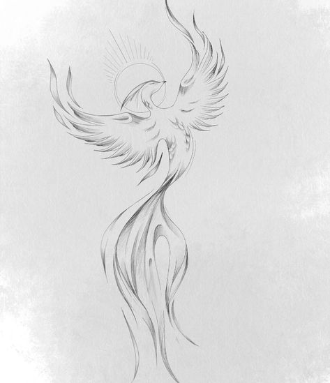 Aesthetic Phoenix Tattoo, Phoenix Ink Drawing, Line Work Phoenix Tattoo, Pheonix Tattoo Delicate, Linework Phoenix Tattoo, Floral Phoenix Tattoo, Minimalist Phoenix Tattoo Feminine, Fineline Phoenix Tattoo, Delicate Phoenix Tattoo