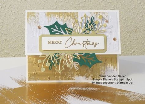 Stampin Up Brushed Gold Cards, Stampin Up Brushed Gold Cards & Envelopes, Stampin Up Christmas Classics, Christmas Classics Stampin Up Cards, Shaded Spruce, Christmas Classics, Poinsettia Cards, Gold Foil Cards, Stamped Christmas Cards