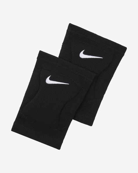 The Nike Streak Knee Pads have foam padding to cushion your knees when you're giving your all on the hardwood. The contoured design feels extra soft on the inside and features Dri-FIT technology for sweat-wicking power in the heat of the game. Shown: Black Style: NVP05-001 Black Nike Knee Pads, Volleyball Knee Pads Aesthetic, Elbow Pads Volleyball, Volleyball Stuff You Need, Nike Knee Pads, Volleyball Items, Volleyball Hoodies, Volleyball Spandex Shorts, Soccer Things