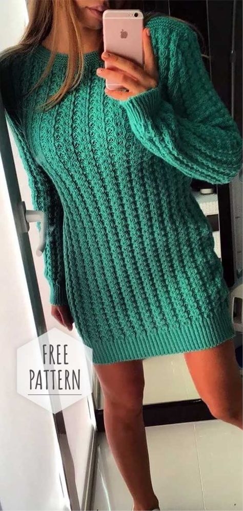 Knitted Tunic Free Pattern Knit Tunic Pattern, Tunic Pattern Free, Tunic Knitting Patterns, Sweater Dress Pattern, Tunic Dress Patterns, Crochet Blouse Free Pattern, Free Knitting Patterns For Women, Paparazzi Fashion, Knit Dress Pattern