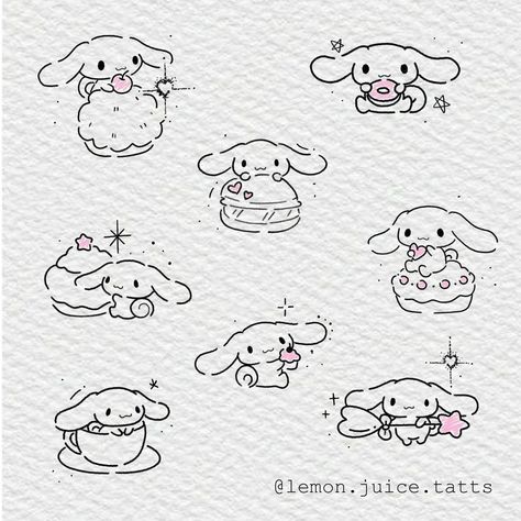 Sanrio Tattoos Cinnamoroll, Sanrio Tattoos Ideas, Kawaii Tattoo Design, Sanrio Tattoo Design, Mabel Pines Tattoo, Cinnamoroll Tattoo Ideas, Cute Cinnamoroll Icon, Cinnamoroll Sketch, Cinnamonroll Sanrio Tattoo