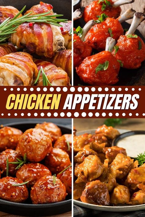 You really can't go wrong with these easy chicken appetizers. From dip to wings to meatballs, whip up these apps for your next party. Can Chicken Appetizers, Finger Food Chicken, Appetizers With Chicken Breast, Chicken Party Appetizers, Chicken Appiterzers For Party, Finger Foods With Chicken, Appetizer Recipes With Chicken, Chicken Nugget Appetizer Ideas, Healthy Chicken Appetizers