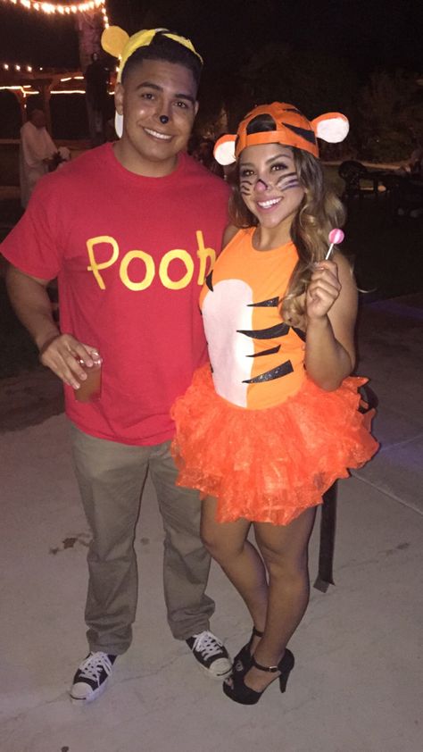 Pooh & Tigger Costume ❤️ Tigger Halloween, Deer Halloween Costumes, Tigger Costume, Couple Disney, Winnie The Pooh Costume, Couples Disney, Tigger Winnie The Pooh, Best Couples Costumes, Tiger Costume