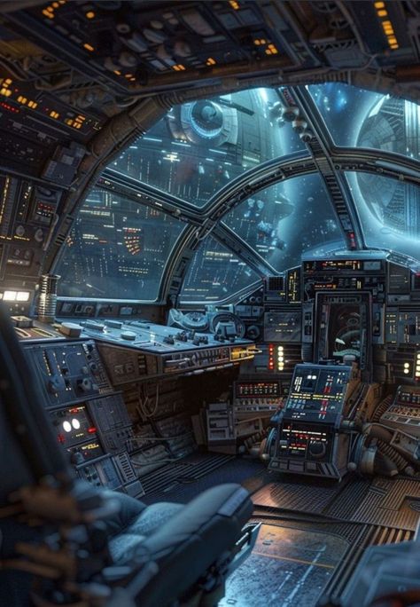 Sci Fi Aesthetic, Sci Fi Ship, Concept Vehicles Sci Fi, Sci Fi Landscape, Science Fiction Artwork, Space Ships Concept, Spaceship Interior, Star Wars Background, Sci Fi City