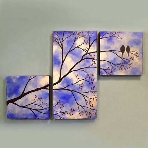 Trendy Room Decor, Trendy Room, Triptych Art, Art Studio Ideas, Trendy Diy, Bathroom Diy, Trendy Bathroom, Beginner Painting, Painting Art Projects