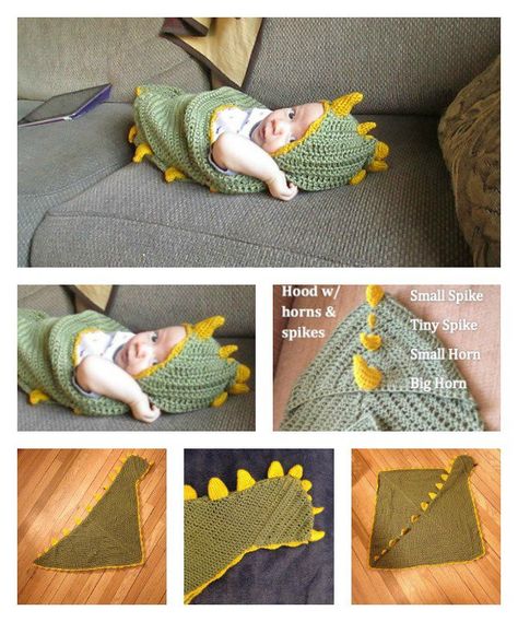 Dino Baby Hooded Blanket Free Crochet Pattern Crochet Patterns Free Baby Boy, Crochet Baby Boy Blanket, Dragon Blanket, Baby Boy Crochet, Dinosaur Patterns, Dinosaur Baby Blanket, Boy Crochet Patterns, Crochet Patterns Baby Boy