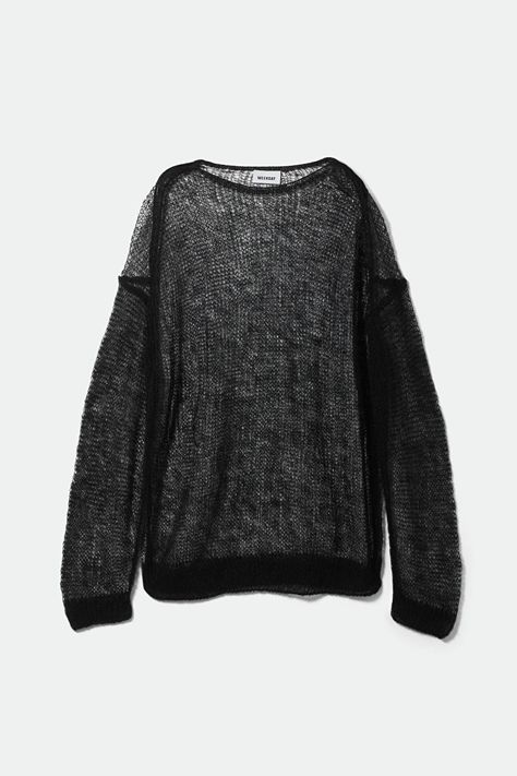 Tilly Transparent Sweater - Black - Weekday FR Jumpers Oversized, Oversized Knitwear, Knitted Vests, Swedish Street Style, Chunky Jumper, Black Knit Sweater, Hand Knitted Sweaters, Fuzzy Sweater, Oversized Cardigan