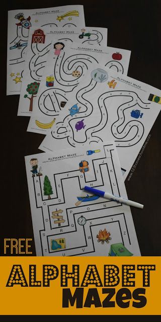 FREE Alphabet Mazes are such a fun way for preschool, prek, kindergarten, and first grade to practice their letters through a fun abc games Maze Worksheet, Free Printable Alphabet, Abc Printables, Mazes For Kids, Abc Games, Abc Activities, Preschool Literacy, Alphabet A, Preschool Letters