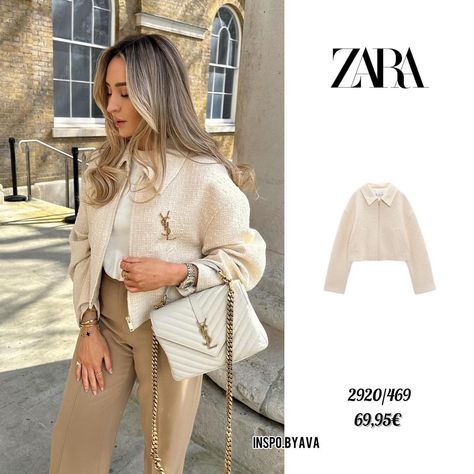 ZARA⚡️ on Instagram: “*ad Obsessed with this jacket 🤍☁️✨ Bomber jacket | 2920/469 | 69,95€ Yes or No? Let me know below ⤵️✨🪞☁️🐚🫧 Follow @inspo.byava for…” Baseball Jacket Women, Zara Tweed, Womens Jackets Casual, Style Sportif, Sleeves Clothing, Weave Style, Turndown Collar, Baseball Jacket, Women's Coats & Jackets