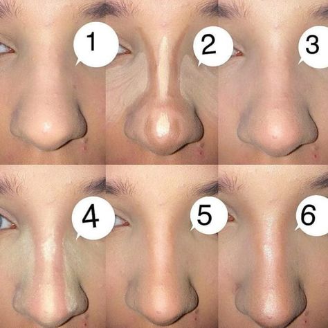 Nose counturing Big Nose Countering, Contour On Big Nose, Makeup For Flat Nose, Types Of Nose Contour, Nose Contour For Round Nose, Nose Counter For Big Nose, Flat Nose Contour, Downturned Nose, Nose Counter