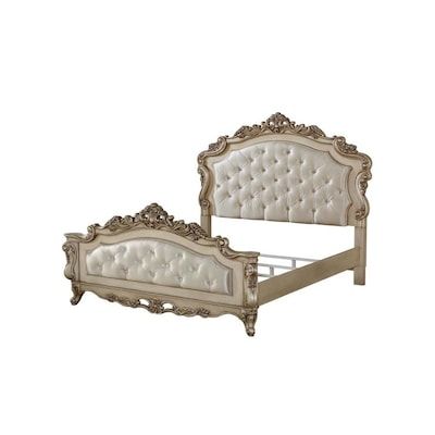 Shop acme furniture gorsedd fabric and antique white queen panel bed in the beds section of Lowes.com