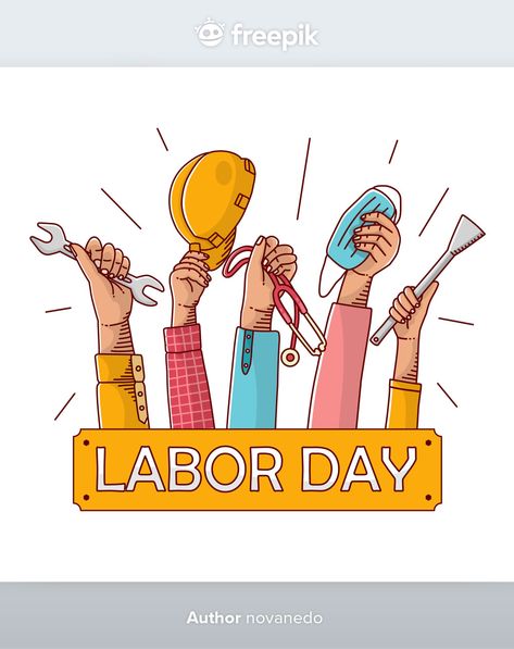 Happy labor day Premium Vector | Premium Vector #Freepik #vector #business #hand #work #event 1st May Labour Day, Labor Day Usa, Malaysia Flag, Blue Day, Coffee Friends, Happy Labor Day, Paper Ribbon, Sale Banner, Diy Canvas Art Painting