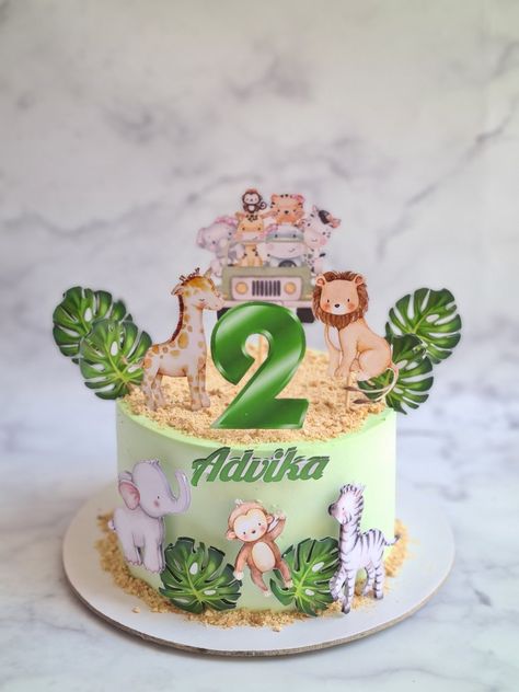 No fondant jungle theme cake. Jungle Theme Cake Without Fondant, Jungle Theme Birthday Cake, Cake Without Fondant, Jungle Theme Cake, Cakes Without Fondant, Tire Cake, Jungle Theme Cakes, Second Birthday Cakes, Jungle Theme Birthday