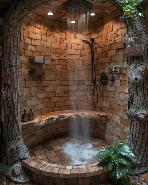 Cottage Spa Bathroom, Jacuzzi Romantic, Industrial Cottagecore, Dream Showers, Casa Hobbit, Dream Shower, Garden Shower, Dream Life House, Romantic Room