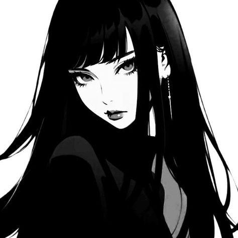 Bnw Anime Icon, Darwin's Game, Anime Goth, Y2k Art, Evil Anime, Creative Profile Picture, Gothic Anime, Anime Monochrome, Anime Wall Art