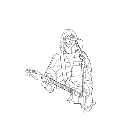 Nirvana tattoo, Kurt Cobain tattoo idea, Grunge, Black and White tattoo, line drawing tattoo, line art Nirvana Flash Tattoo, Curt Cobain Tattoo Ideas, Nirvana Coloring Pages, Tattoo Ideas Nirvana, Kurt Cobain Art Drawing, Kurt Cobain Drawing Easy, Nirvana Drawing Easy, Nirvana Tattoo Kurt Cobain, Kurt Cobain Drawing Sketch