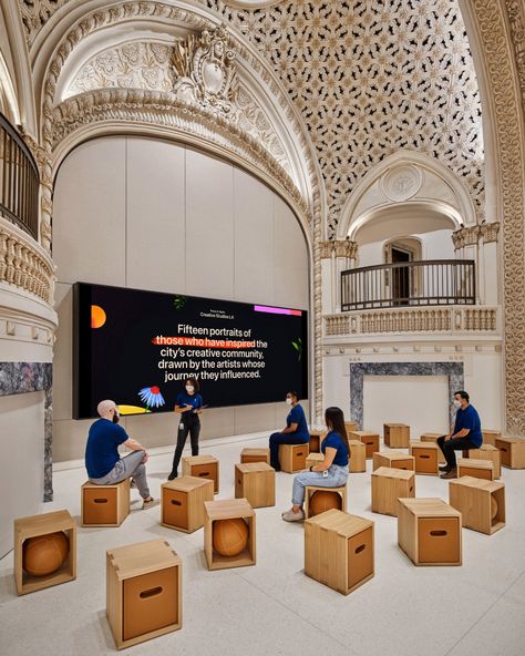 Foster + Partners designs Apple Store in historic Tower Theatre Apple Store Design, Genius Bar, Los Angeles Architecture, Theatre Building, Paris Opera House, Historic Theater, Cinema Seats, Foster Partners, Apple Store