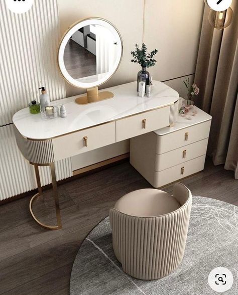 Modern Wooden Table, Wooden Table Design, Side Table Ideas, Luxury Dressing Table, Dressing Table Ideas, Dress Table, Stylish Living Room Furniture, Dressing Table Decor, Elegant Living Room Decor