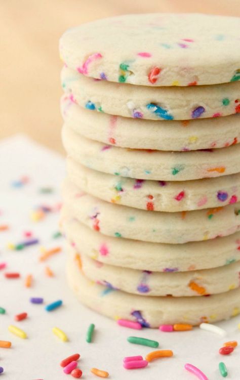 Cutout Cookie Recipe, Basic Sugar Cookie Recipe, Cutout Cookie, Confetti Cookies, Funfetti Cookies, Cut Out Cookie Recipe, Roll Cookies, Flavored Sugar, Sprinkle Cookies