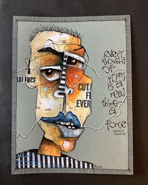 Deb Weiers, Face Ideas, Abstract Face Art, Abstract Face, Abstract Faces, Altered Books, Art Journal Inspiration, Face Art, Learn To Draw