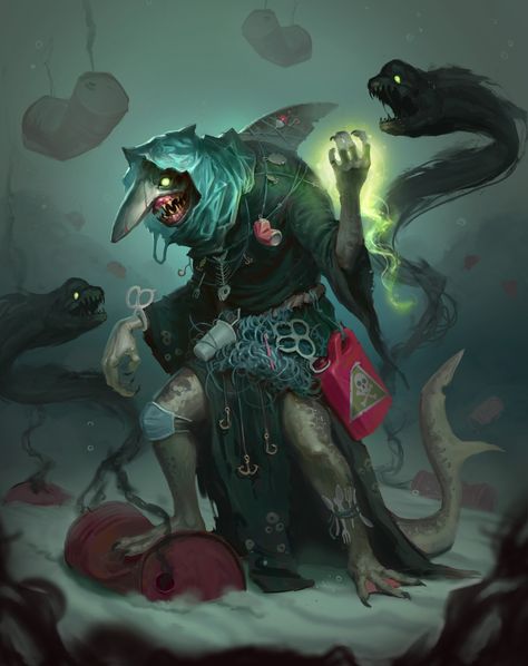 ArtStation - The garbage shark, Egor Shempel Shark Monster Art, Shark Character, Sea Hag, Sea Shark, Shadow Monster, Nurse Shark, Dungeons And Dragons Characters, Dungeons And Dragons Homebrew, Fantasy Monster