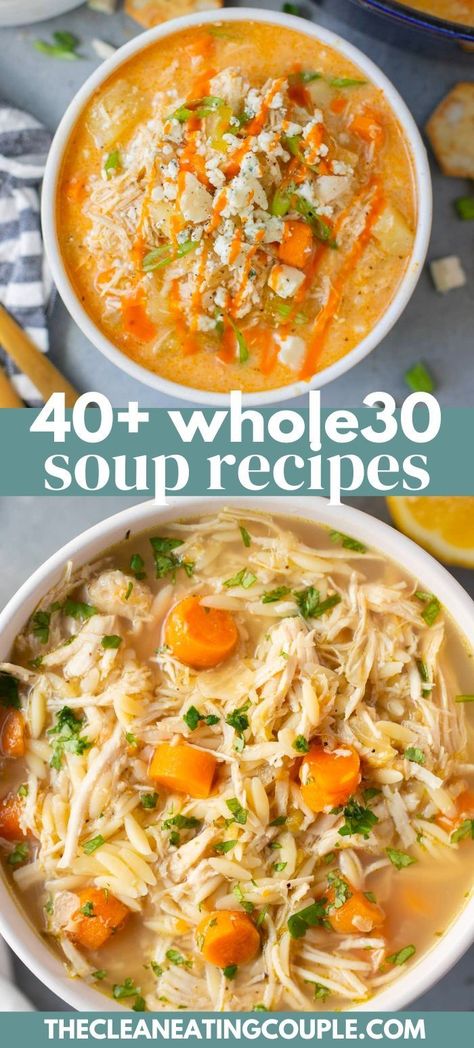 Gluten Free Chicken Soup, Whole30 Soup, Whole 30 Soup, Dairy Free Soup Recipe, Whole30 Soup Recipes, Healthy Crockpot Soup, Easy Healthy Soup, Gluten Free Soup Recipes Glutenfree, Healthy Chicken Soup