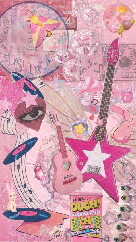 #pink #maximalist #fairy #rockstar #y2k Pink Y2k Background, Pink Maximalist, Rockstar Y2k, Pink Y2k Wallpaper, Y2k Collage, Maximalist Wallpaper, Pink Scrapbook, Swag Wallpaper, Y2k Background