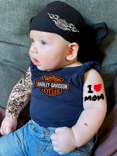 7 Month Old Halloween Costume Boy, Funny Baby Halloween Costumes, Six Month Old Baby, Old Halloween Costumes, Toddler & Baby Boy Style, Harley Davidson Baby, Baby Boy Halloween, Baby Milestones Pictures