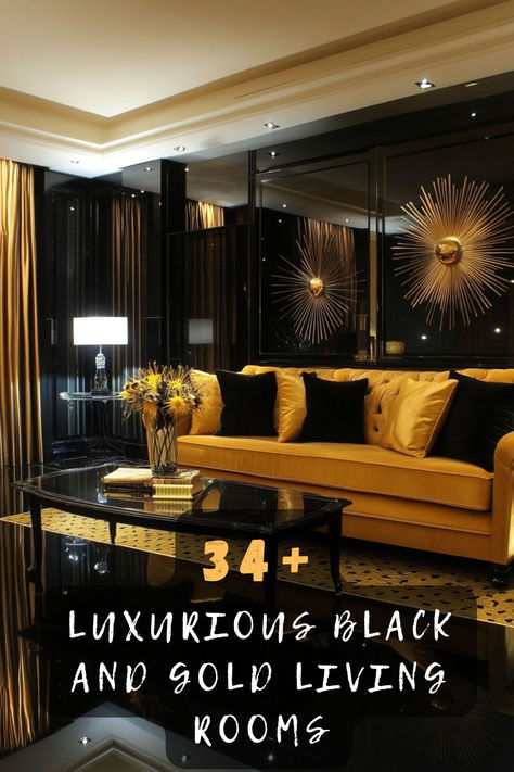 Transform your space with 34 luxurious black and gold living room ideas that ooze opulence. ✨ These designs blend rich colors and lavish accents for a high-end feel. Curious to see how black and gold can elevate your living room decor? Click to explore all the lavish designs! #BlackAndGold #LivingRoomDecor #OpulentDesign #HomeInspo #LuxuriousSpaces #ElegantInteriors #DecorIdeas Black Living Room Walls, All Black Living Room, Gold Living Room Ideas, Black And Gold Living Room, Gold Living, Gold Living Room, Black Living Room, Christmas Front Porch, Christmas Porch Decor