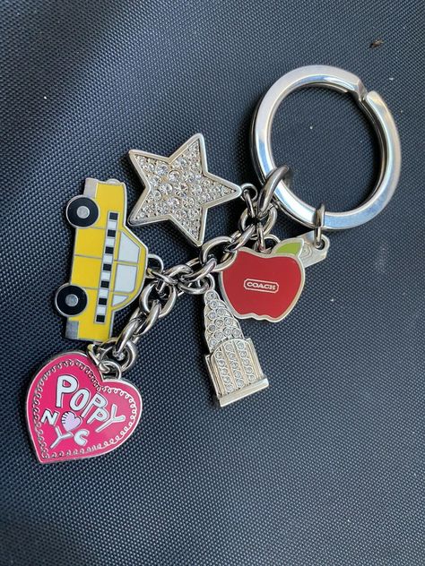 COACH POPPY NYC NEW YORK CITY MULTI-CHARM KEYCHAIN KEYRING Never used and from my own collection! Track Page Views With Auctiva's FREE Counter New York Keychain, Keychains On Bag, Nyc Keychain, Keychain For Bag, Keychain Bundle, Charms Keychain, Keychain Charms, Accessory Inspo, Coach Keychain