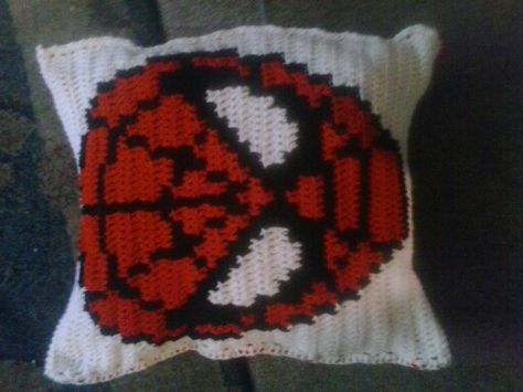 Spiderman pillow Spiderman Pillow, Crochet Spiderman, Crochet Clothing And Accessories, Crochet Clothing, Crochet Pillow, Square Crochet, Crochet Ideas, Crochet Clothes, Spiderman