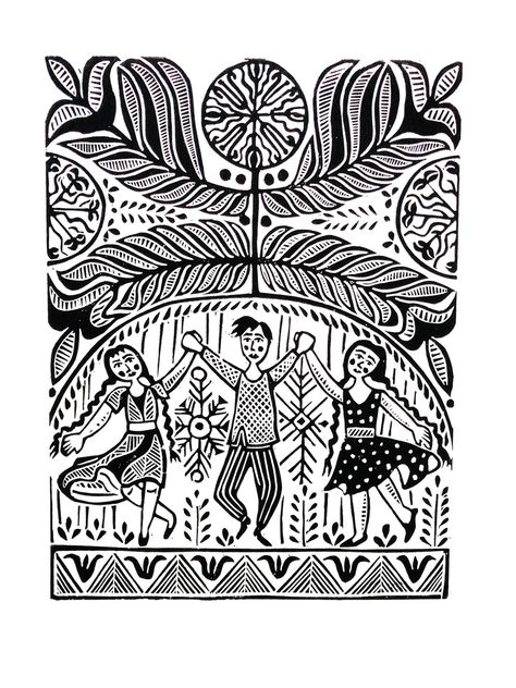 Lithuanian Folk Art, Islamic Motifs, Linocut Prints, Young Artist, Make Art, Lithuania, Adele, Linocut, Folk Art