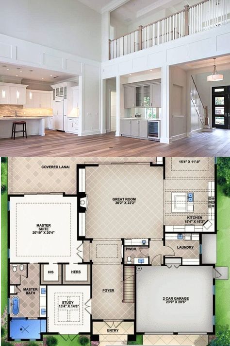 One Half Story House Plans, 2 Story Open Floor Plans, Two Story House Interior Design, Spacious House Plans, Open House Plans 2 Story, House Floor Plans Open Concept, Open Floor 2 Story House Plans, Two Story Open Concept House Plans, 2500sq Ft House Plans