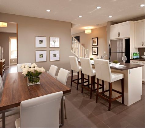 Cardel Designs: Spectacular open floor plan with mocha walls and high ceiling with generous recessed ... Waffle Sticks, Panda Cake, Kitchen Design Open, Kitchen And Dining Room, Kitchen Diner, Eat In Kitchen, Open Kitchen, Open Plan Kitchen, Open Plan Living