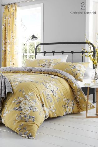 Buy Catherine Lansfield Canterbury Floral Bed Set from the Next UK online shop House Additions, Yellow Duvet, King Duvet Set, Catherine Lansfield, Yellow Bedding, King Duvet Cover Sets, Double Duvet Covers, Double Duvet, Floral Duvet Cover