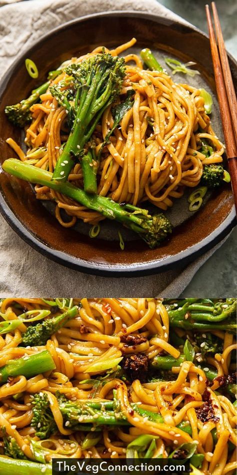 Noodles And Broccoli Recipes, Miso Noodles Recipes, Miso Recipes Vegetarian, Vegetarian Recipes Broccoli, Broccoli Dinner Ideas, Miso Chicken Noodles, Broccoli Asian Recipes, Noodle Recipes Vegetarian, Miso Broccoli Recipes