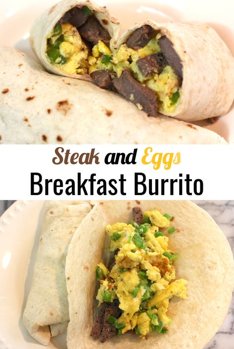 How to make a steak and eggs breakfast burrito recipe! An easy breakfast recipe idea to start your day! Steak And Egg Breakfast Burrito, Steak And Eggs Breakfast Burrito, Steak Breakfast Ideas, Steak And Egg Burrito, Steak Breakfast Burrito, Steak And Eggs Breakfast, Breakfast Steak And Eggs, Burrito Breakfast, Breakfast Burrito Recipe