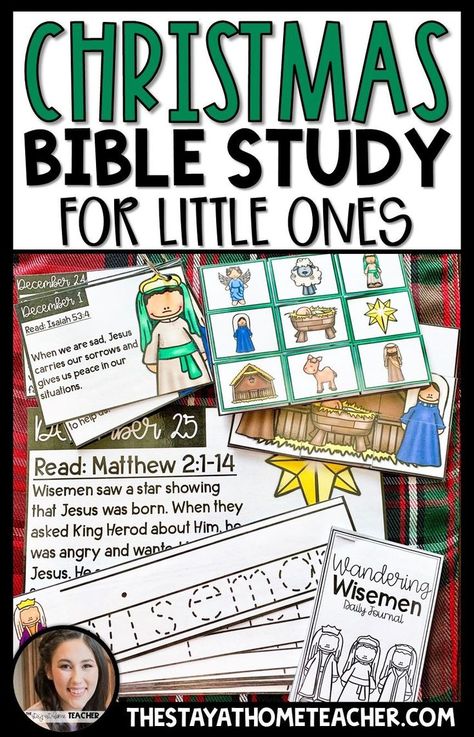 It’s just about time for one of our favorite Christmas traditions! Several years ago, I created a resource to use throughout the month of December. This resource is a Bible study that takes us all the way from what the Old Testament told us about Jesus to the celebration of Jesus’ birth! We are already… Toddler Christmas Bible Lessons, Christmas Bible Stories For Kids, Christmas Bible Study For Kids, Christmas Bible Lessons For Kids, Preschool Advent, Wandering Wisemen, Christmas Worksheets For Kids, Reading Journal Prompts, Advent Traditions