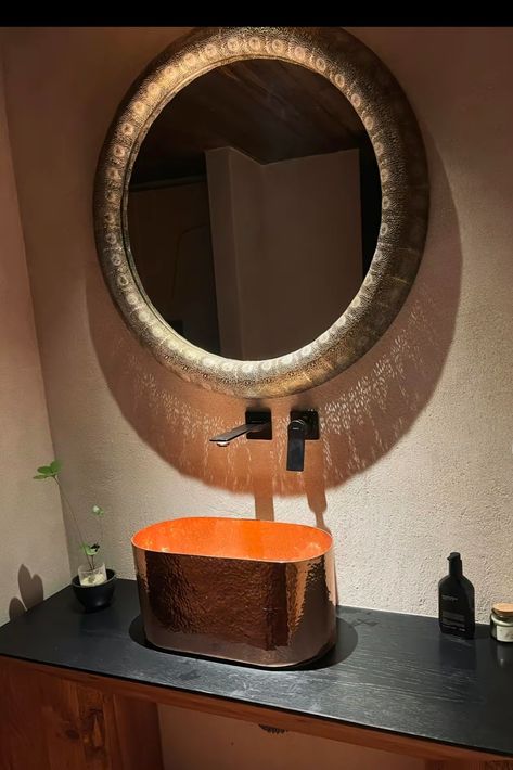 Tiny Sink, Luxury Wash Basin, Metal Vessel, Copper Counter, Copper Sink Bathroom, Basin Sink Bathroom, Basin Design, Vessel Bathroom Sink, Copper Sink