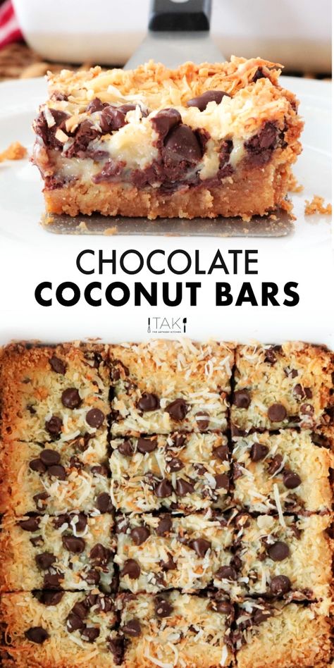 Chocolate Coconut Bars made with sweetened condensed milk and a buttery graham cracker crust are an easy dessert recipe perfect for feeding a crowd or curing any sweet tooth cravings! Bonus alert! These bar cookies come together in less than 10 minutes of prep time! Chocolate Coconut Bars Recipe, Chocolate Coconut Recipes, Desert Bars Recipes Easy, Easy Dessert Recipes With Sweetened Condensed Milk, Coconut Bars Recipe Condensed Milk, Coconut Condensed Milk Desserts, Dessert Recipes With Coconut, Sweet And Savory Desserts, Sweetened Condensed Coconut Milk Recipes