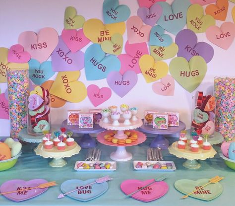 Conversation Hearts Party Decorations, Party Hearty Birthday, Sweetheart Party Theme, What Will Our Sweetheart Be Gender Reveal, Conversation Heart Party, Valentine Theme Party, Valentines Gender Reveal, Valentines Theme Party, Valentines Dance