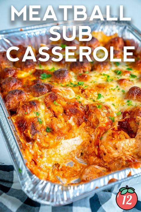 Meatball Sub Casserole | 12 Tomatoes Garlic Bread Meatball Casserole, Meatball Sub Casserole With Texas Toast, Baked Meatball Recipes, Meatball Dinners, Italian Casseroles, Giada Pasta, Apartment Meals, Vegan Casseroles, Meatball Sub Casserole