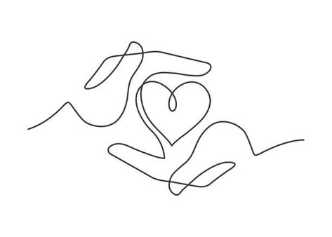 One Line Drawing Heart, Hand Hart, Zestaw Ikon, Hand Lines, Single Line Drawing, Continuous Line Drawing, Heart Drawing, Line Art Design, Continuous Line