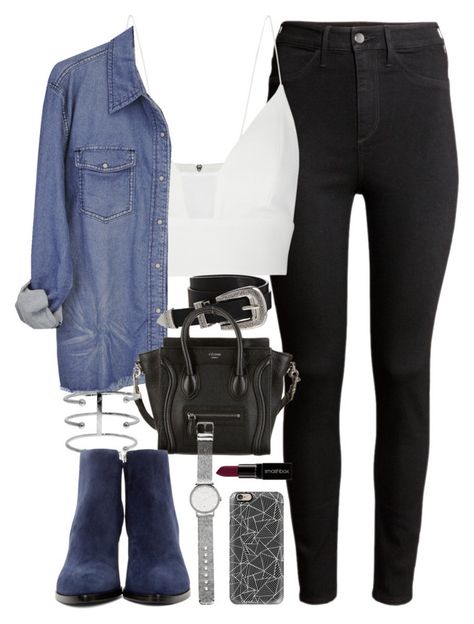 "Outfit with blue suede boots for spring" by ferned on Polyvore featuring H&M, Narciso Rodriguez, ASOS, CÃLINE, Jennifer Fisher, Alexander Wang, Casetify, Witchery and Smashbox Trendy Denim Blue Spring Boots, Casual Fitted Denim Blue Boots, Chic Blue Boots For Night Out, Fitted Denim Casual Boots, Blue Boots Outfit, Casual Denim Ankle-high Boots, Short Boots Outfit, Blue Shoes Outfit, Suede Boots Outfit