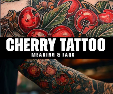 What symbolism is associated with a cherry tattoo? Tattoo Cherry, 777 Tattoo, Squid Tattoo, Cherry Tattoo, Fruit Tattoo, Cherry Tattoos, Text Tattoo, Blossom Tattoo, Cherry Blossom Tattoo